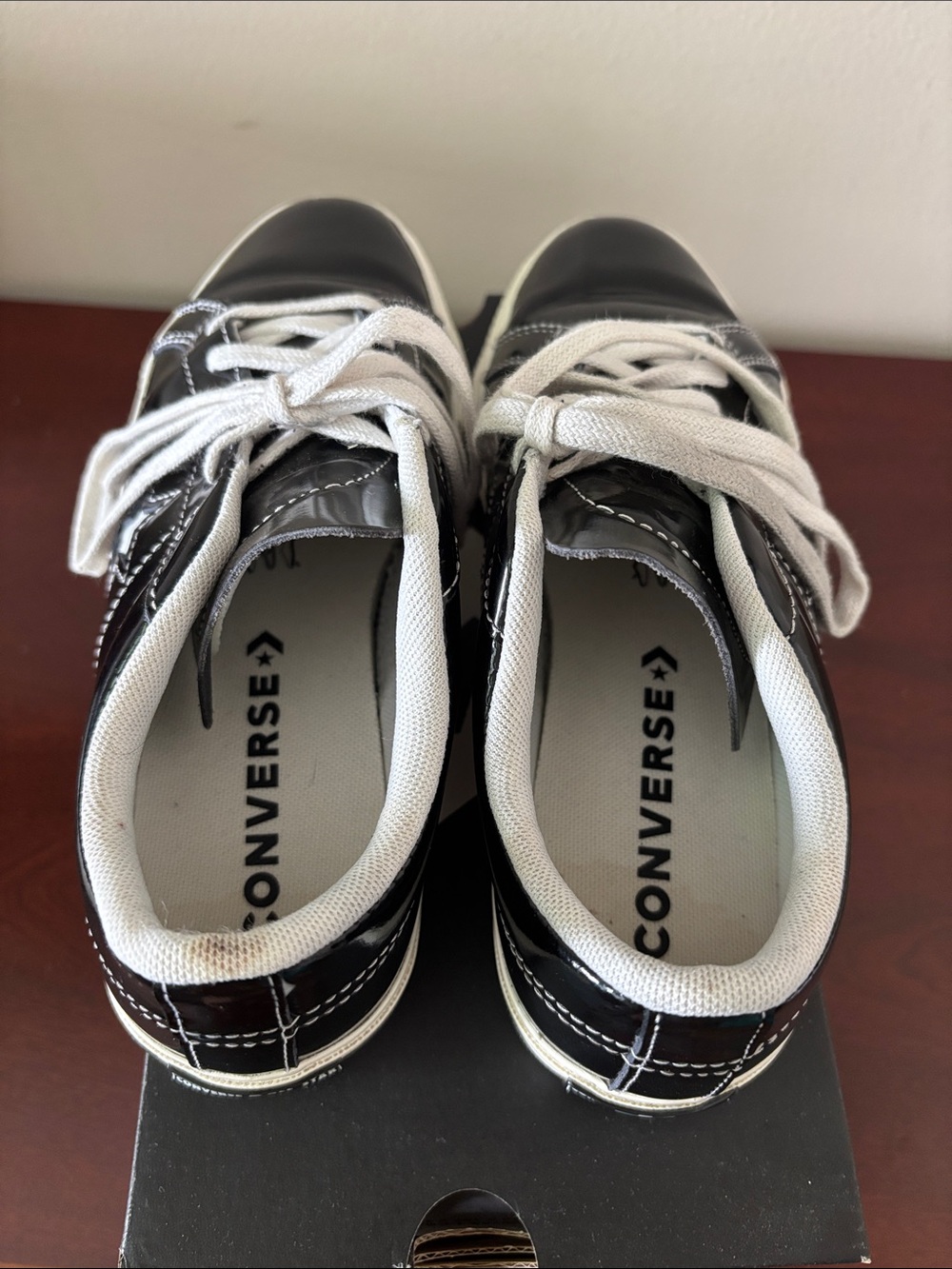 Converse women’s One Star Ox patent leather black unisex sneakers sz.7.5 - Picture 8 of 16